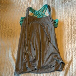 lululemon athletica Gray and Teal Tank Top